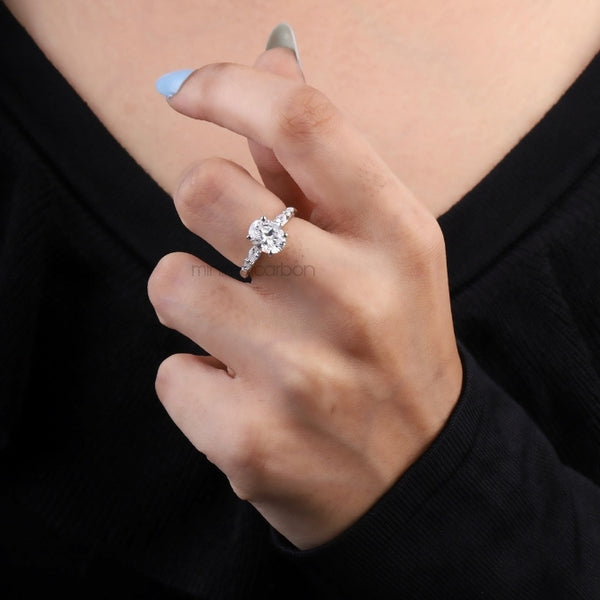 Oval Diamond Ring Engagement Ring - Minimal Carbon