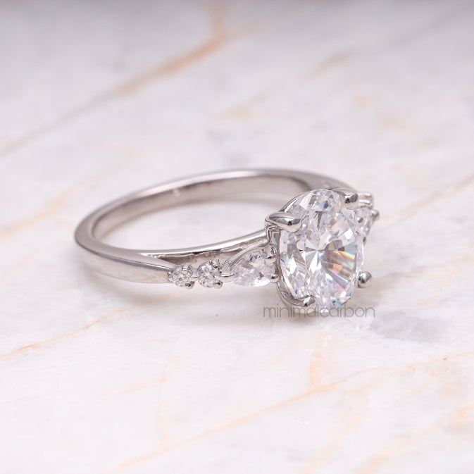 Oval Diamond Ring Engagement Ring - Minimal Carbon
