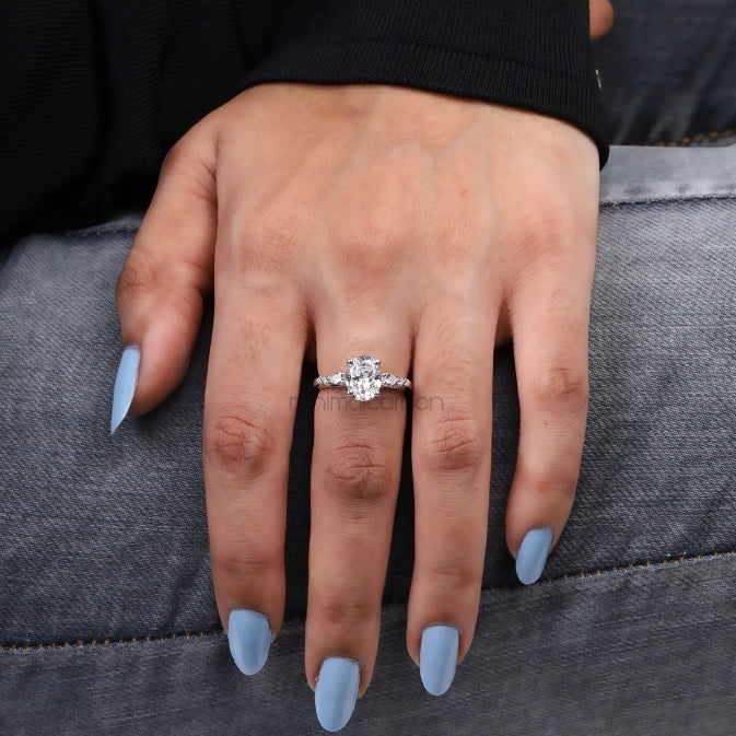 Oval Diamond Ring Engagement Ring - Minimal Carbon