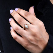 Pear Cut Moissanite Bridal Ring With Curved Band