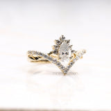 Pear Cut Moissanite Bridal Ring With Curved Band