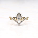 Pear Cut Moissanite Bridal Ring With Curved Band