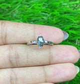 Marquise Cut Salt and Pepper Diamond Solitaire Ring