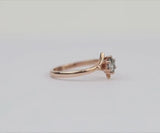 Rose Gold Salt and Pepper Diamond Engagement Ring  | Crescent Claw Prong Bridal Ring