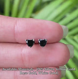 Heart-Shaped Black Gemstone Stud Earrings for Women