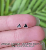 Minimalist Triangle Black Gemstone Stud Earrings