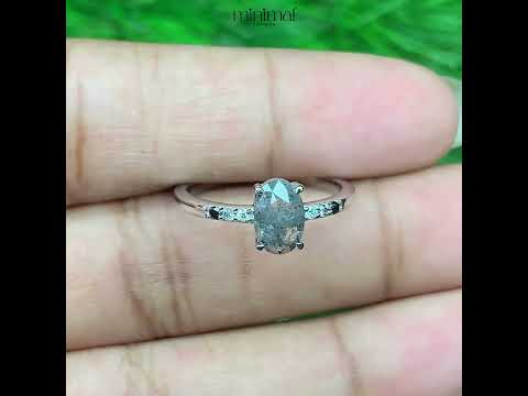 Oval Salt And Pepper Diamond Ring