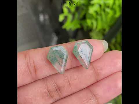 10.90 CT, 15.6 X 11.9 MM | Natural Moss Agate Pair | Pentagon Moss Agate