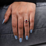 Ruby Ring Halo Engagement Ring - Minimal Carbon