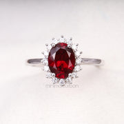 Ruby Ring Halo Engagement Ring - Minimal Carbon