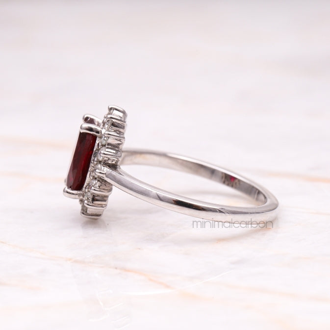 Ruby Ring Halo Engagement Ring - Minimal Carbon