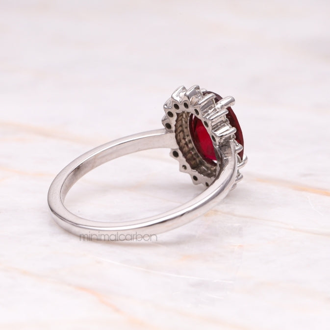 Ruby Ring Halo Engagement Ring - Minimal Carbon