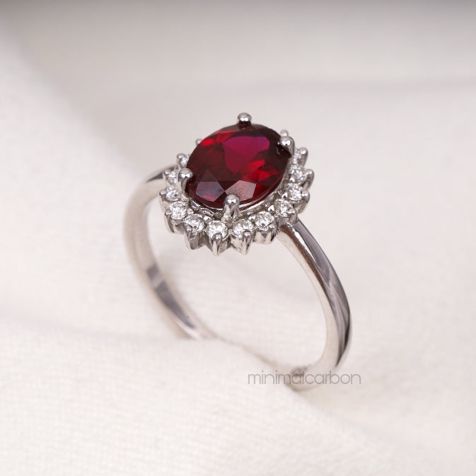 Ruby Ring Halo Engagement Ring - Minimal Carbon
