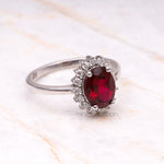 Load image into Gallery viewer, Ruby Ring Halo Engagement Ring
