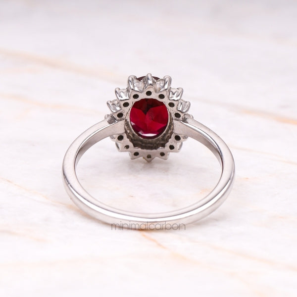 Ruby Ring Halo Engagement Ring - Minimal Carbon