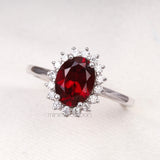 Ruby Ring Halo Engagement Ring - Minimal Carbon