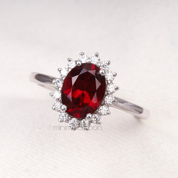 Ruby Ring Halo Engagement Ring - Minimal Carbon