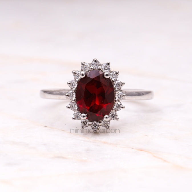 Ruby Ring Halo Engagement Ring - Minimal Carbon