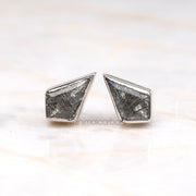 Kite Cut Salt and Pepper Diamond Stud Earrings