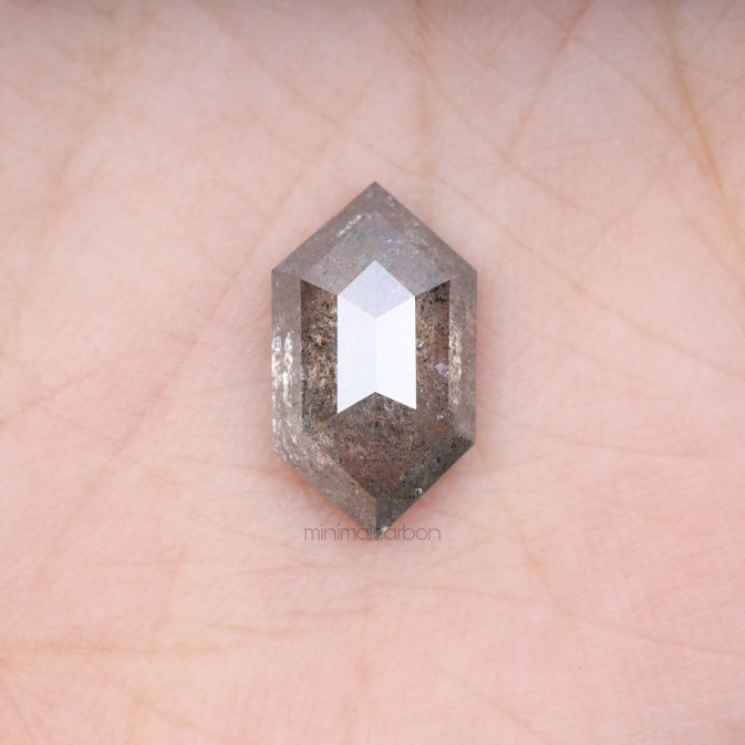4.67 CT, 15.0 X 8.5 MM | Salt And Pepper Diamond | Hexagon Cut Diamond - Minimal Carbon
