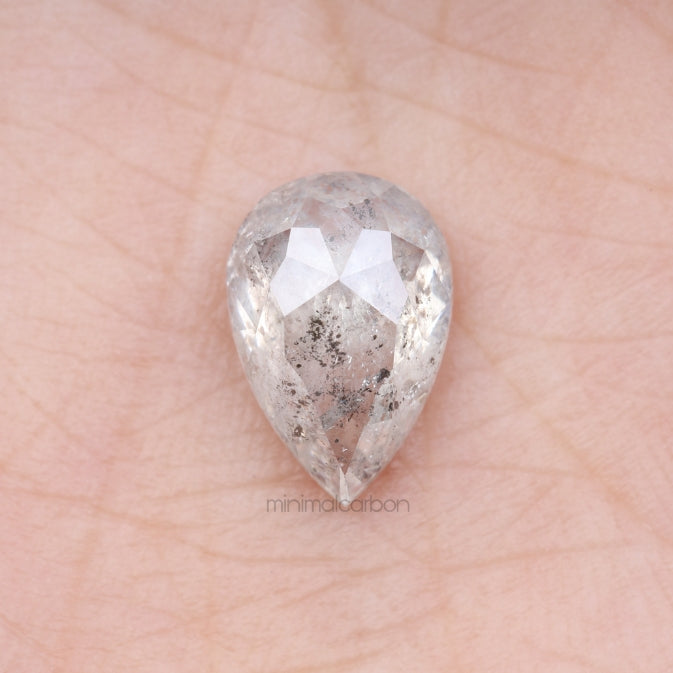 3.41 CT, 11.4 X 7.7 MM | Salt And Pepper Pear Cut Diamond - Minimal Carbon