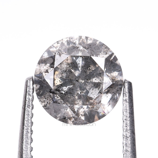 0.62 CT, 5.3 MM | Salt And Pepper Round Brilliant Cut Diamond - Minimal Carbon