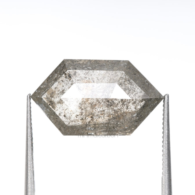 4.67 CT, 15.0 X 8.5 MM | Salt And Pepper Diamond | Hexagon Cut Diamond - Minimal Carbon