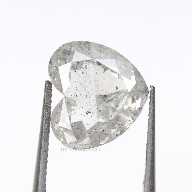 3.06 CT, 8.5 X 9.1 MM | Salt And Pepper Heart Shape Diamond - Minimal Carbon