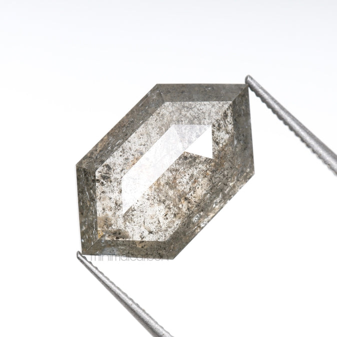 4.67 CT, 15.0 X 8.5 MM | Salt And Pepper Diamond | Hexagon Cut Diamond - Minimal Carbon