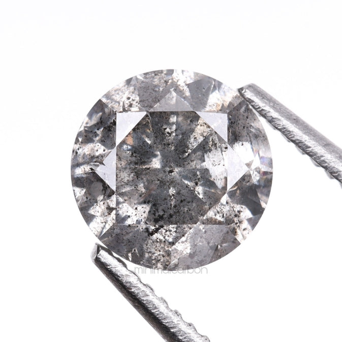 0.62 CT, 5.3 MM | Salt And Pepper Round Brilliant Cut Diamond - Minimal Carbon