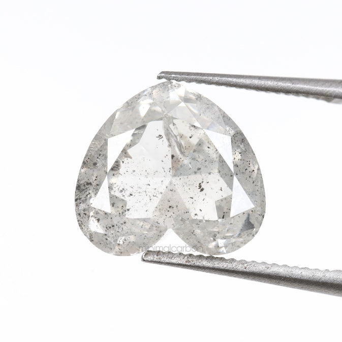3.06 CT, 8.5 X 9.1 MM | Salt And Pepper Heart Shape Diamond - Minimal Carbon