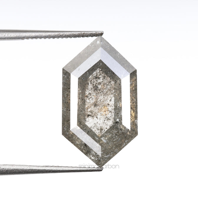 4.67 CT, 15.0 X 8.5 MM | Salt And Pepper Diamond | Hexagon Cut Diamond - Minimal Carbon