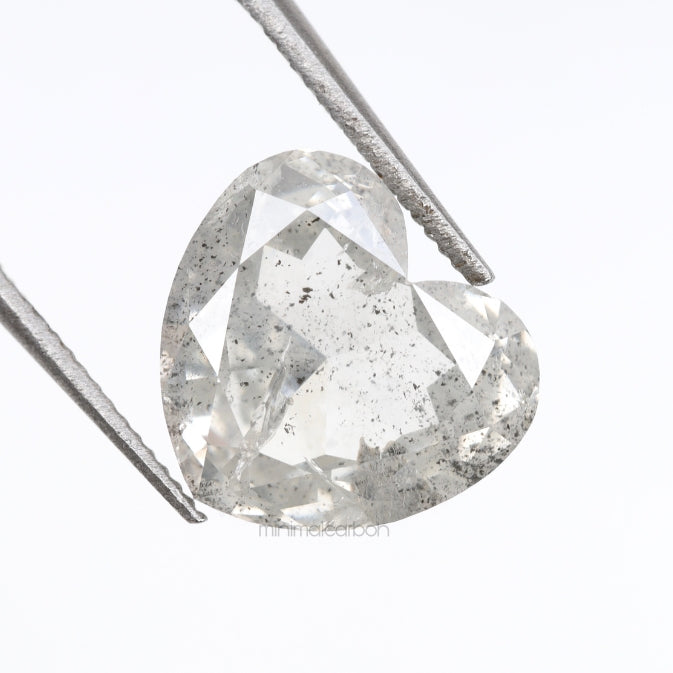 3.06 CT, 8.5 X 9.1 MM | Salt And Pepper Heart Shape Diamond - Minimal Carbon