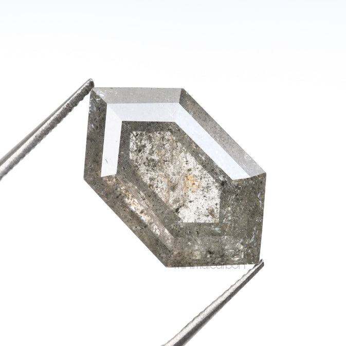 4.67 CT, 15.0 X 8.5 MM | Salt And Pepper Diamond | Hexagon Cut Diamond - Minimal Carbon