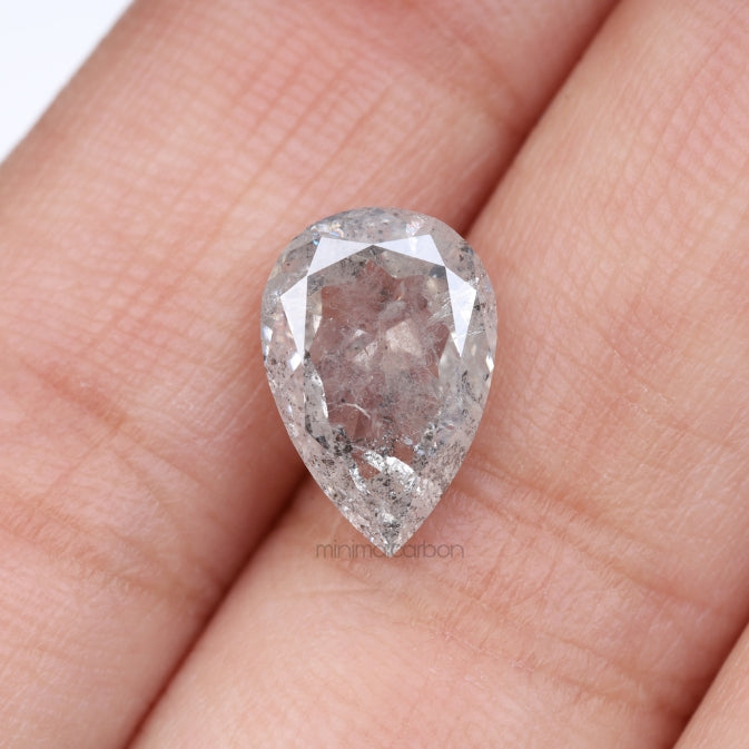 3.41 CT, 11.4 X 7.7 MM | Salt And Pepper Pear Cut Diamond - Minimal Carbon