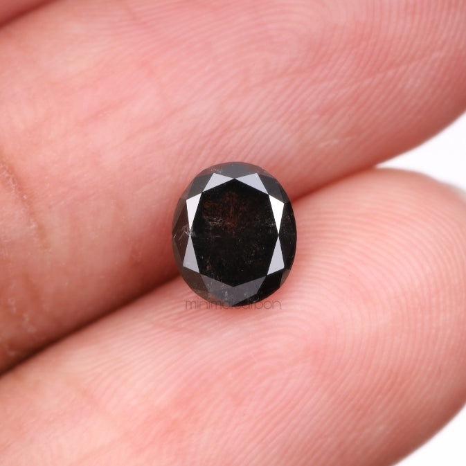 1.37 CT, 6.7 X 5.8 MM | Salt And Pepper Oval Cut Diamond