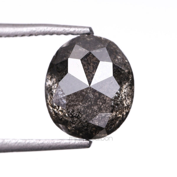 1.37 CT, 6.7 X 5.8 MM | Salt And Pepper Oval Cut Diamond