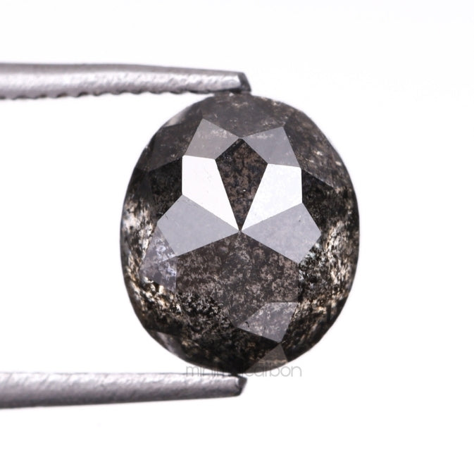 1.37 CT, 6.7 X 5.8 MM | Salt And Pepper Oval Cut Diamond