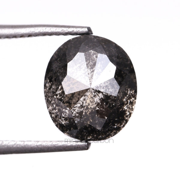 1.67 CT, 6.8 X 6.0 MM | Salt And Pepper Oval Cut Diamond