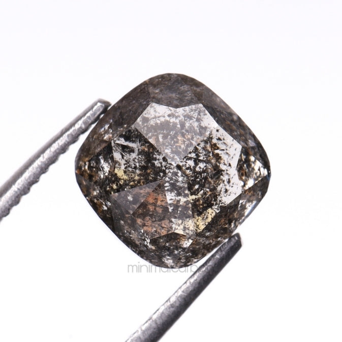 1.71 CT, 6.0 X 6.0 MM | Salt And Pepper Cushion Cut Diamond - Minimal Carbon