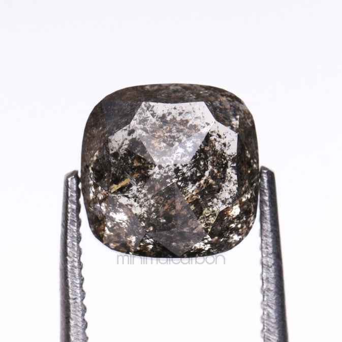 1.71 CT, 6.0 X 6.0 MM | Salt And Pepper Cushion Cut Diamond - Minimal Carbon
