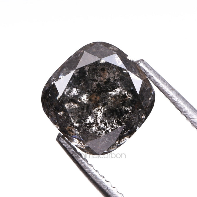 1.71 CT, 6.0 X 6.0 MM | Salt And Pepper Cushion Cut Diamond - Minimal Carbon