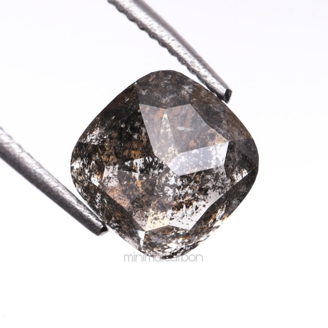 1.71 CT, 6.0 X 6.0 MM | Salt And Pepper Cushion Cut Diamond - Minimal Carbon