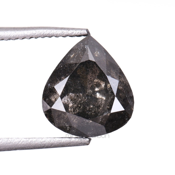 1.61 CT, 7.0 X 6.3 MM | Salt And Pepper Pear Cut Diamond