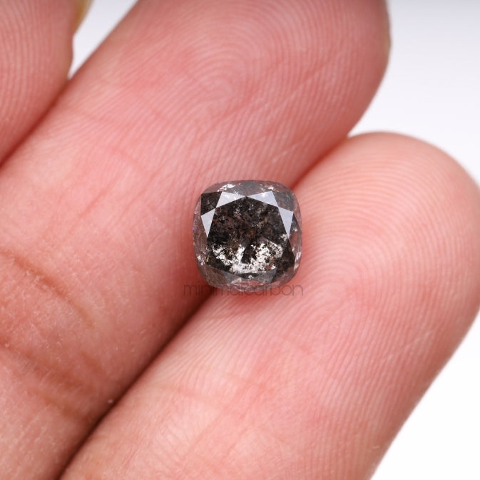 1.71 CT, 6.0 X 6.0 MM | Salt And Pepper Cushion Cut Diamond - Minimal Carbon