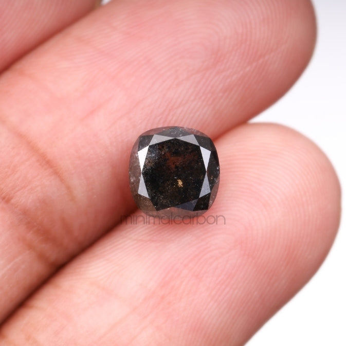 2.57 CT, 7.1 X 6.9 MM | Salt And Pepper Cushion Cut Diamond