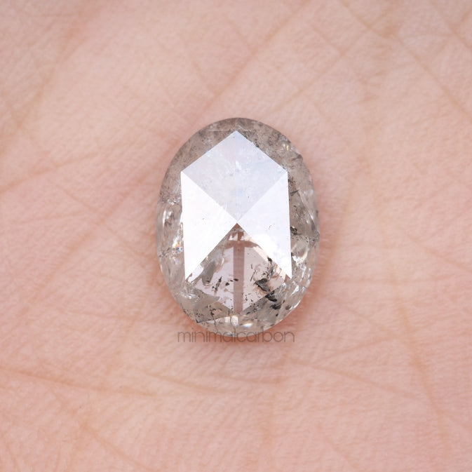 2.85 CT, 11.1 X 8.3 MM | Salt And Pepper Oval Cut Diamond - Minimal Carbon