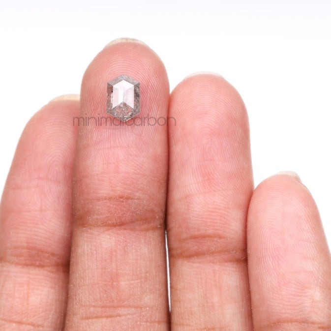 1.12 CT, 7.6 X 5.3 MM | Salt And Pepper Hexagon Cut Diamond - Minimal Carbon