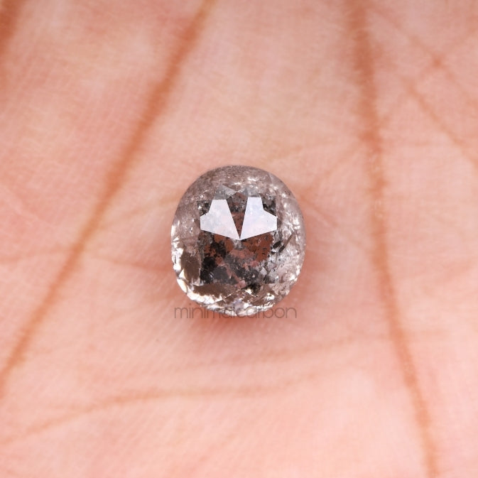 1.75 CT, 6.6 X 5.9 MM | Salt And Pepper Oval Cut Diamond