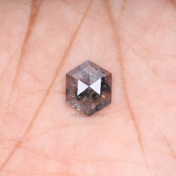 1.81 CT, 10.0 X 8.0 MM | Salt And Pepper Hexagon Cut Diamond